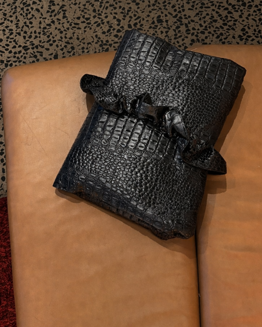 SOLENNE Laptop sleeve in vegan crocodile leather closed